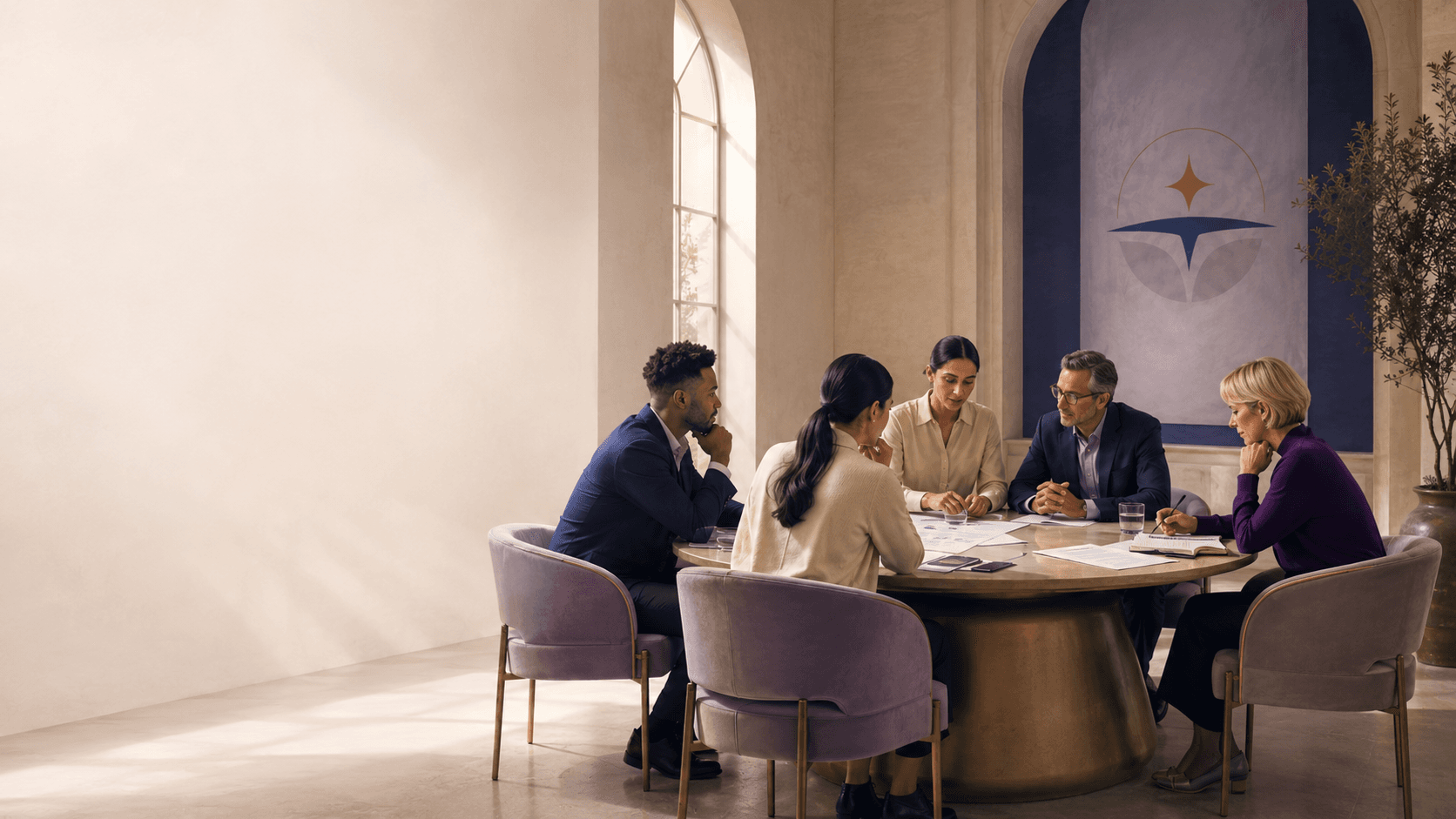 Illustrative organizational discussion around a table, used to represent collaborative readiness work.